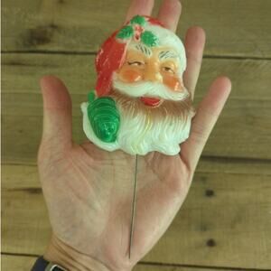 Vintage Santa Claus Christmas Holiday Floral Display Pick